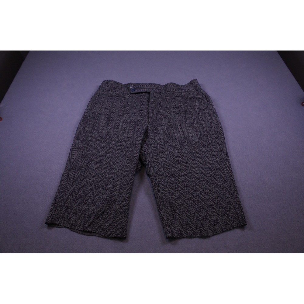 Grey Herringbone Chevron High Rise Bermuda Shorts